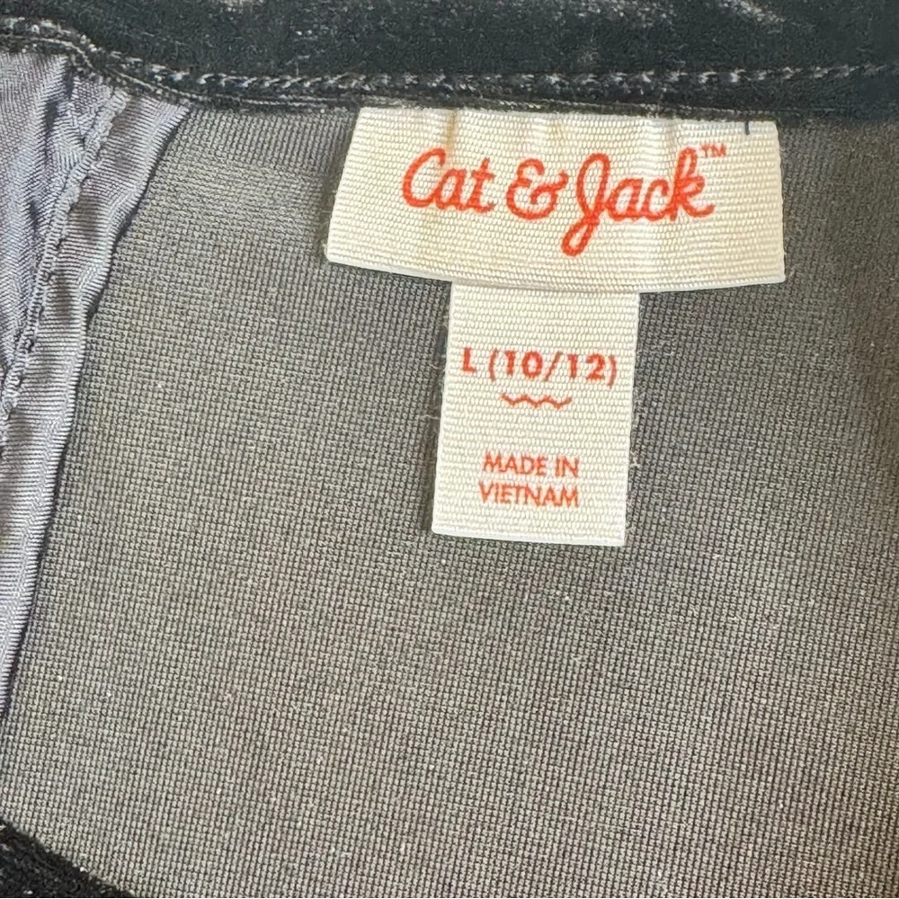 Cat & Jack Red/Black Girls Velour Buffalo Check Long Sleeve Dress